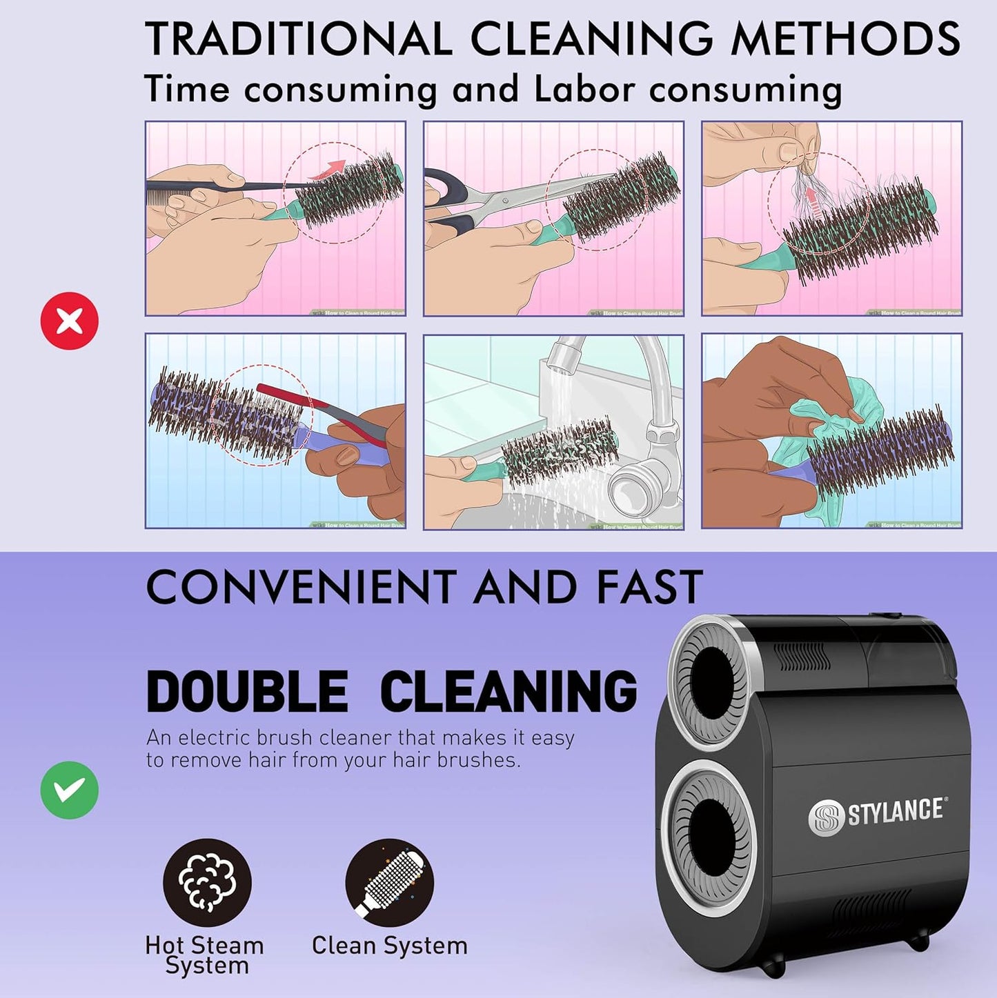STYLANCE Automatic Hair Brush Cleaning Tool